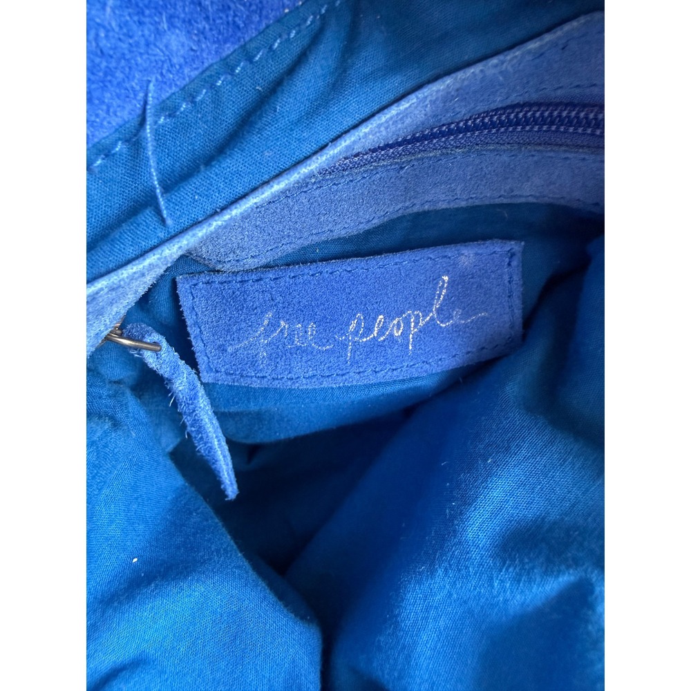 Free People Billie Crossbody Bag Suede Cobalt Blue Slouchy Moto Western Purse - Picture 9 of 10